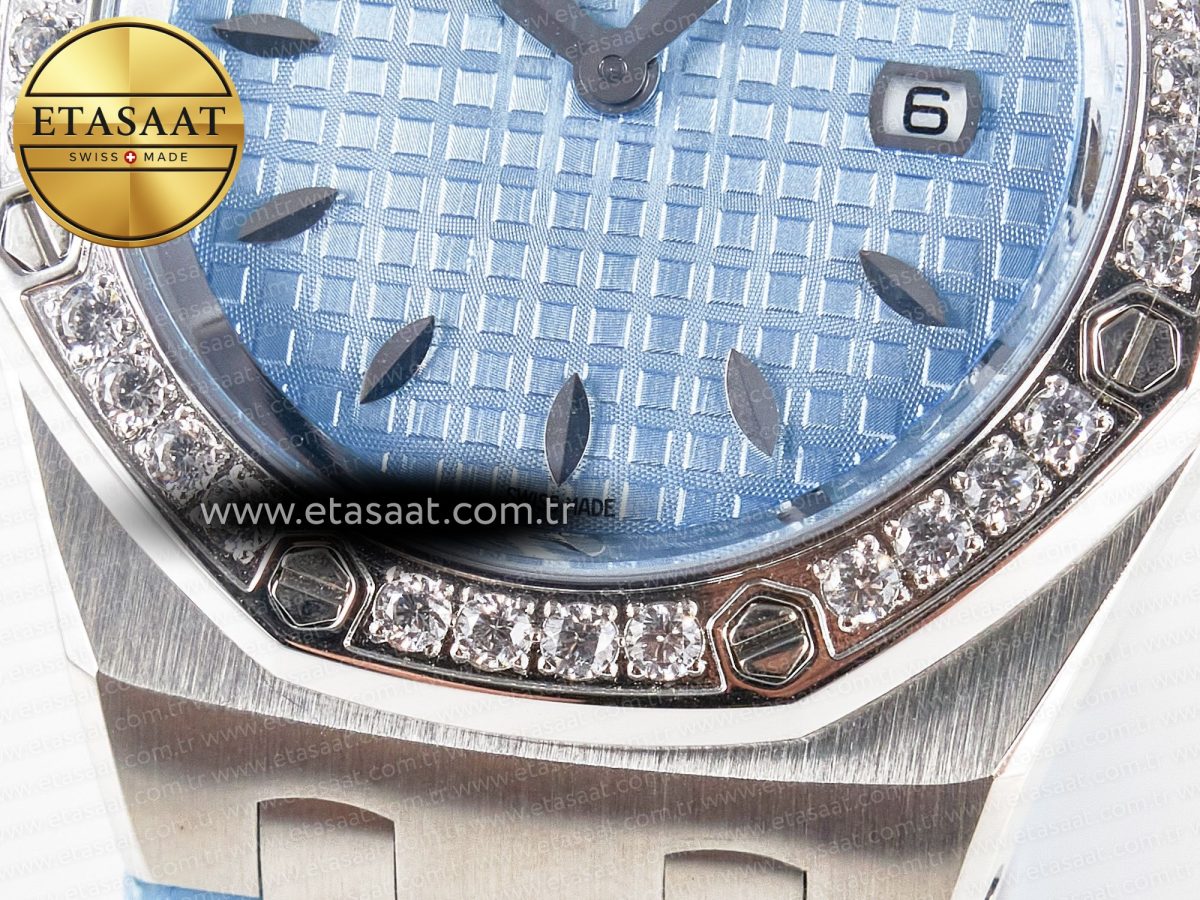 Audemars Piguet Royal Oak Offshore Ladies 33mm SS DRF Best Edition Blue Dial Diamonds Bezel on Blue Leather Strap ETA Quartz - Görsel 12