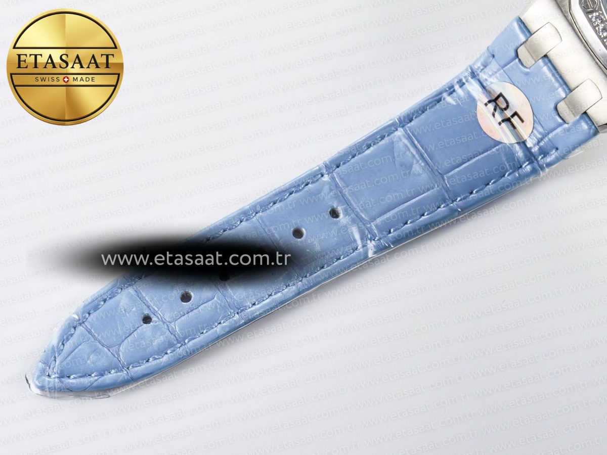 Audemars Piguet Royal Oak Offshore Ladies 33mm SS DRF Best Edition Blue Dial Diamonds Bezel on Blue Leather Strap ETA Quartz - Görsel 17