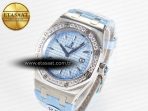 Audemars Piguet Royal Oak Offshore Ladies 33mm SS DRF Best Edition Blue Dial Diamonds Bezel on Blue Leather Strap ETA Quartz - Görsel 2