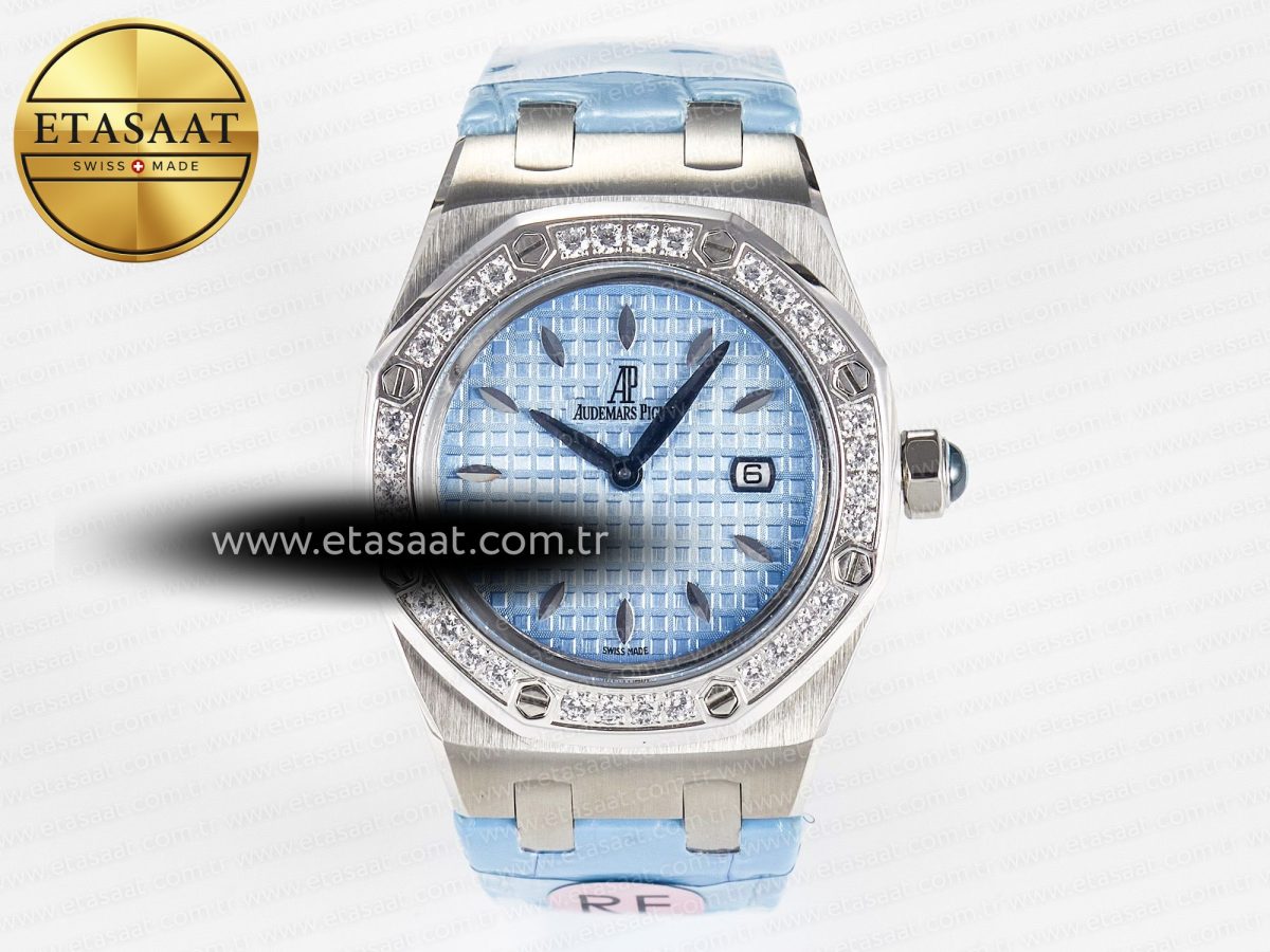 Audemars Piguet Royal Oak Offshore Ladies 33mm SS DRF Best Edition Blue Dial Diamonds Bezel on Blue Leather Strap ETA Quartz - Görsel 3