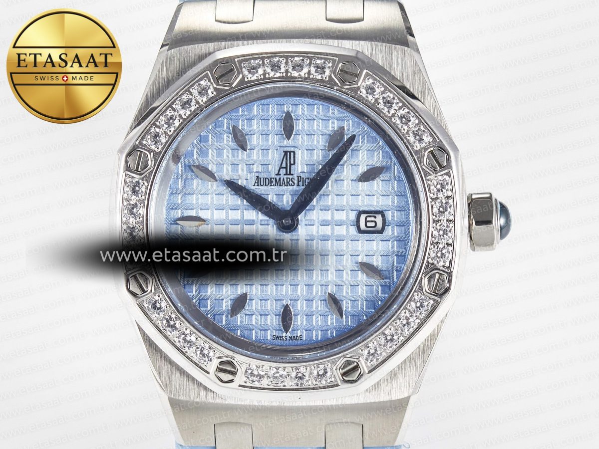 Audemars Piguet Royal Oak Offshore Ladies 33mm SS DRF Best Edition Blue Dial Diamonds Bezel on Blue Leather Strap ETA Quartz - Görsel 4