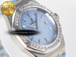 Audemars Piguet Royal Oak Offshore Ladies 33mm SS DRF Best Edition Blue Dial Diamonds Bezel on Blue Leather Strap ETA Quartz - Görsel 5