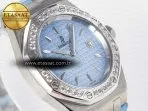 Audemars Piguet Royal Oak Offshore Ladies 33mm SS DRF Best Edition Blue Dial Diamonds Bezel on Blue Leather Strap ETA Quartz - Görsel 5