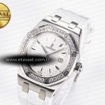 Audemars Piguet Royal Oak Offshore Ladies 33mm SS DRF Best Edition White Dial Diamonds Bezel on White Rubber Strap ETA Quartz