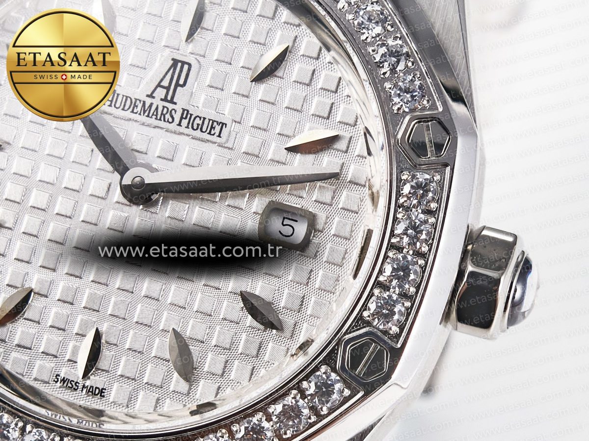Audemars Piguet Royal Oak Offshore Ladies 33mm SS DRF Best Edition White Dial Diamonds Bezel on White Rubber Strap ETA Quartz - Görsel 11