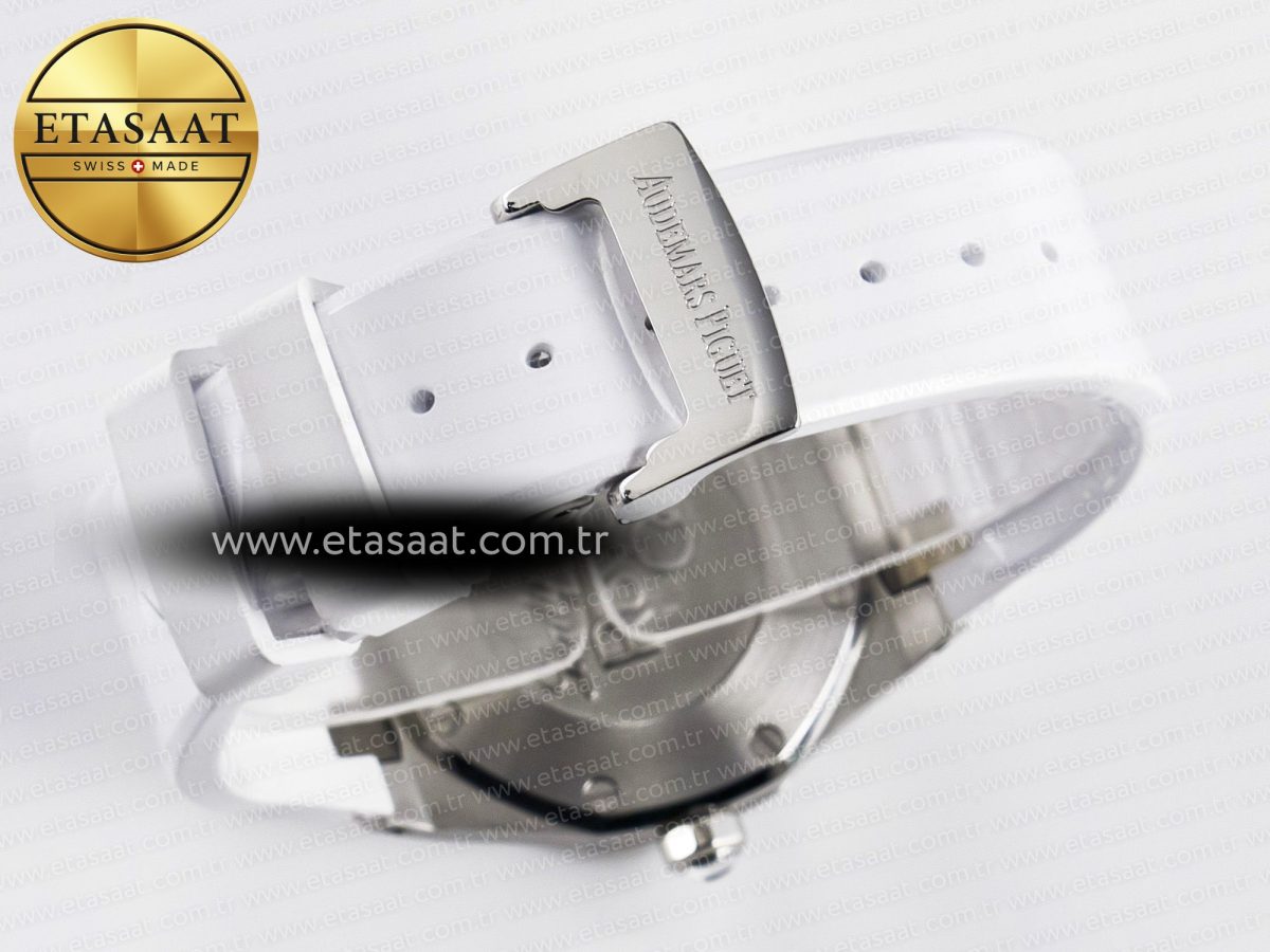 Audemars Piguet Royal Oak Offshore Ladies 33mm SS DRF Best Edition White Dial Diamonds Bezel on White Rubber Strap ETA Quartz - Görsel 15