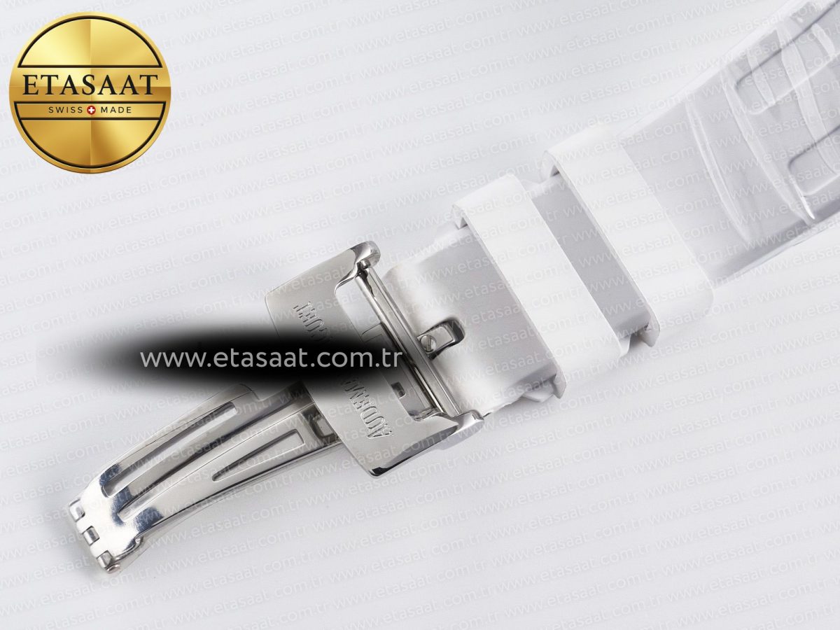 Audemars Piguet Royal Oak Offshore Ladies 33mm SS DRF Best Edition White Dial Diamonds Bezel on White Rubber Strap ETA Quartz - Görsel 18