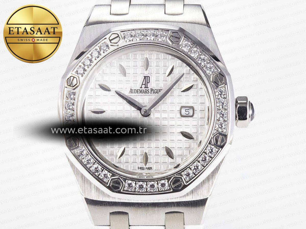Audemars Piguet Royal Oak Offshore Ladies 33mm SS DRF Best Edition White Dial Diamonds Bezel on White Rubber Strap ETA Quartz - Görsel 4