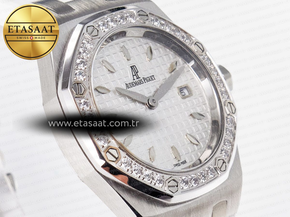 Audemars Piguet Royal Oak Offshore Ladies 33mm SS DRF Best Edition White Dial Diamonds Bezel on White Rubber Strap ETA Quartz - Görsel 5