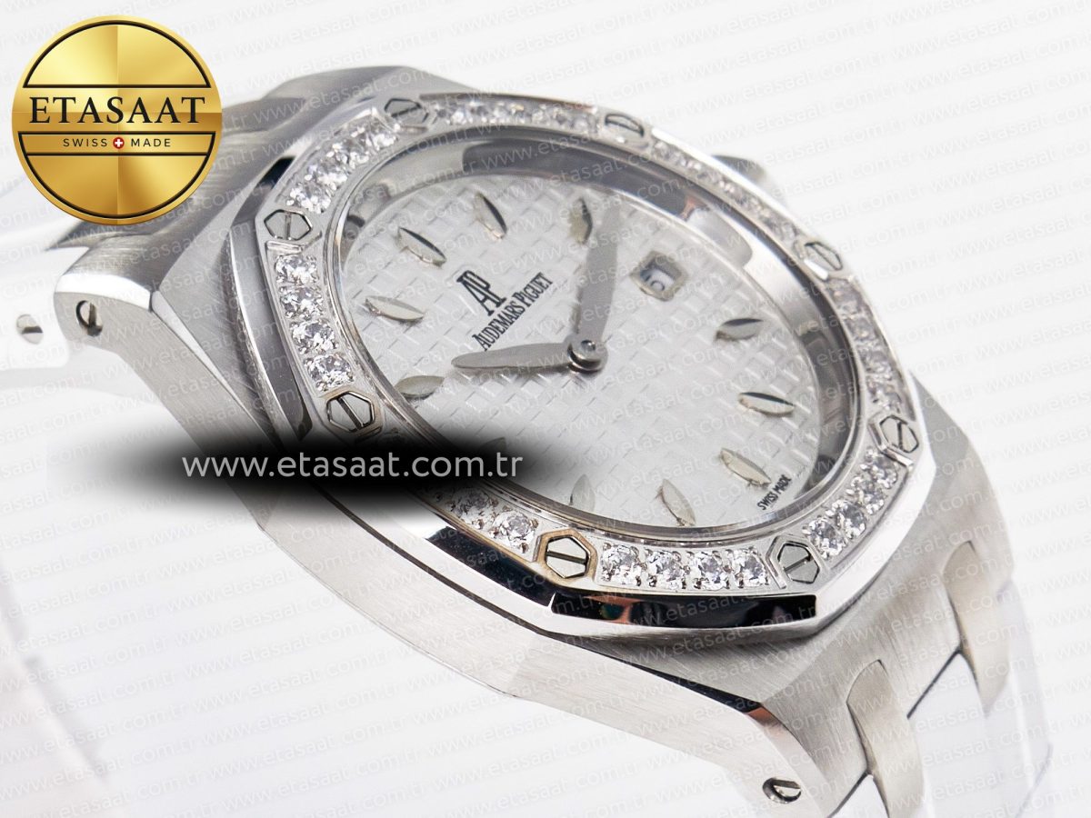 Audemars Piguet Royal Oak Offshore Ladies 33mm SS DRF Best Edition White Dial Diamonds Bezel on White Rubber Strap ETA Quartz - Görsel 7