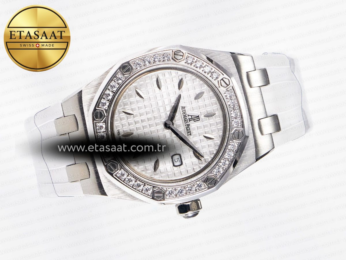 Audemars Piguet Royal Oak Offshore Ladies 33mm SS DRF Best Edition White Dial Diamonds Bezel on White Rubber Strap ETA Quartz - Görsel 8