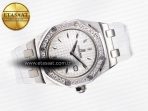 Audemars Piguet Royal Oak Offshore Ladies 33mm SS DRF Best Edition White Dial Diamonds Bezel on White Rubber Strap ETA Quartz - Görsel 8