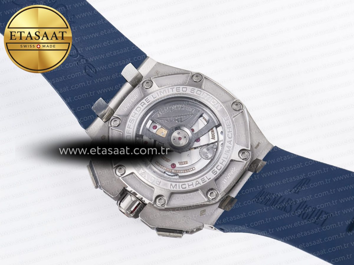 Audemars Piguet Royal Oak Offshore Schumacher Best Edition Gray/Blue Dial on Blue Rubber Strap A3126 - Görsel 19