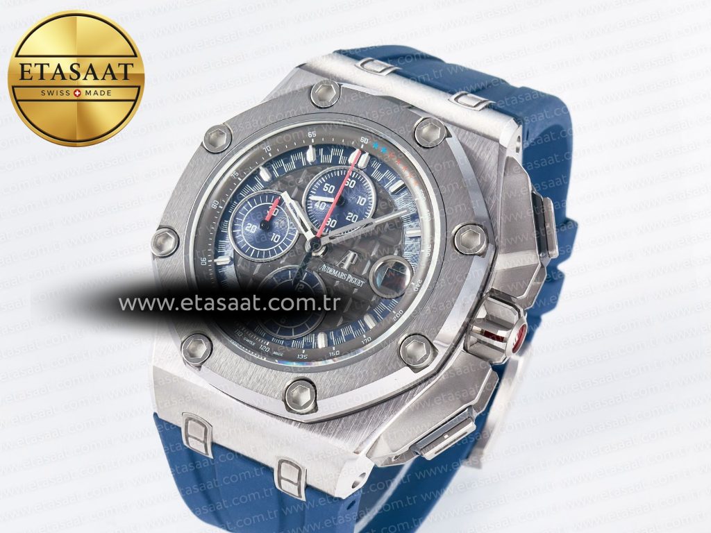 royal oak offshore schumacher ss tkf best edition gray blue dial on blue rubber strap a31262