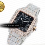 Cartier Santos De 40mm TWF 1:1 Best Edition Black Diamond Dial SS/RG Dia/Rmn A2824
