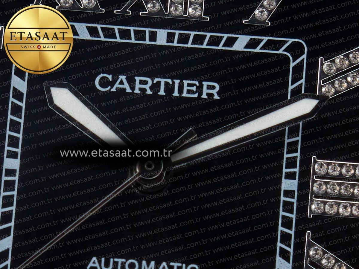 Cartier Santos De 40mm TWF 1:1 Best Edition Black Diamond Dial SS/RG Dia/Rmn A2824 - Görsel 10