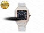 Cartier Santos De 40mm TWF 1:1 Best Edition Black Diamond Dial SS/RG Dia/Rmn A2824 - Görsel 3