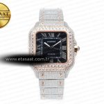 Cartier Santos De 40mm Twf Siyah Pırlantalı Kadran A2824 S2 Eta Saat - Görsel 3 - 1:1 Süper Klon Saat