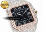 Cartier Santos De 40mm TWF 1:1 Best Edition Black Diamond Dial SS/RG Dia/Rmn A2824 - Görsel 5