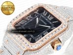Cartier Santos De 40mm TWF 1:1 Best Edition Black Diamond Dial SS/RG Dia/Rmn A2824 - Görsel 6