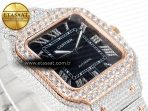 Cartier Santos De 40mm TWF 1:1 Best Edition Black Diamond Dial SS/RG Dia/Rmn A2824 - Görsel 7