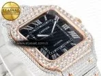 Cartier Santos De 40mm TWF 1:1 Best Edition Black Diamond Dial SS/RG Dia/Rmn A2824 - Görsel 7