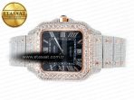 Cartier Santos De 40mm TWF 1:1 Best Edition Black Diamond Dial SS/RG Dia/Rmn A2824 - Görsel 9