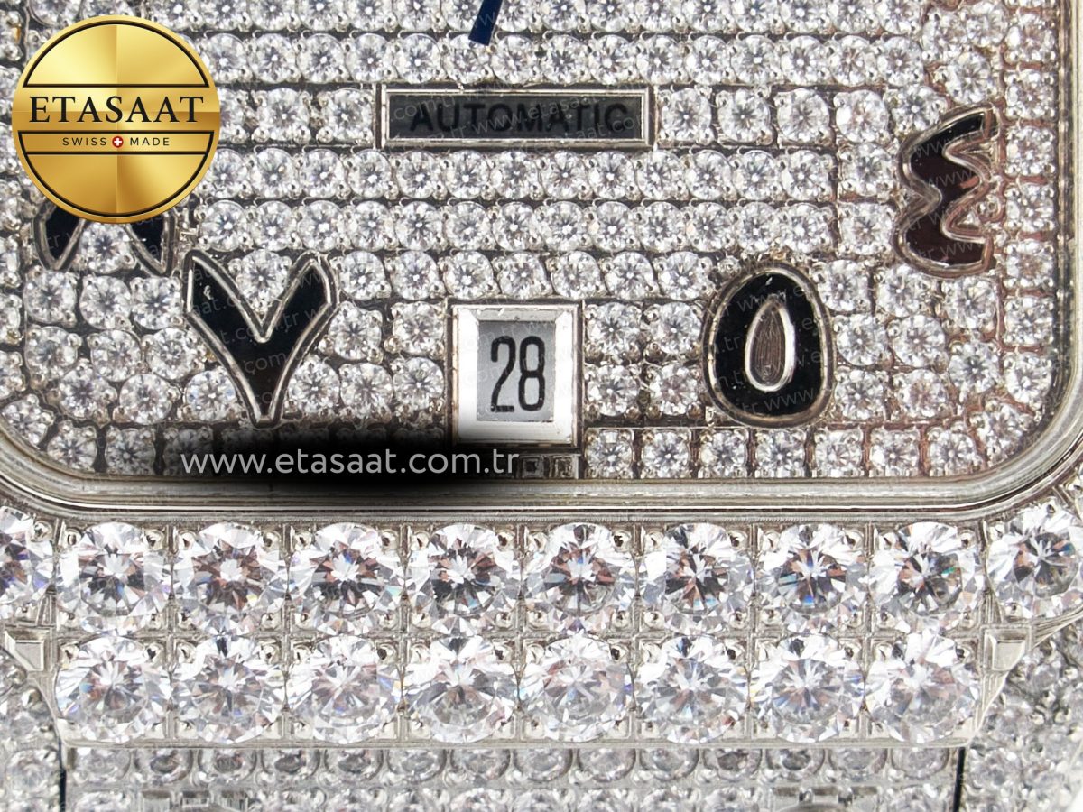 Cartier Santos De 40mm TWF 1:1 Best Edition Black Diamond Dial SS/SS A2824 - Görsel 12