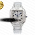 Cartier Santos De 40mm Twf Siyah Pırlantalı Kadran A2824 Eta Saat - Görsel 3 - 1:1 Süper Klon Saat