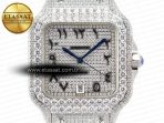 Cartier Santos De 40mm TWF 1:1 Best Edition Black Diamond Dial SS/SS A2824 - Görsel 4