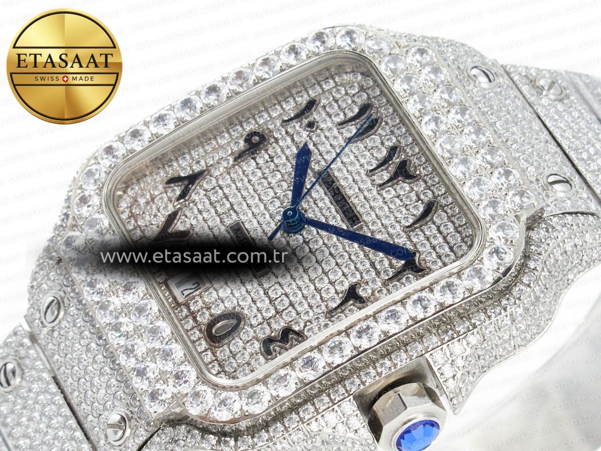 Cartier Santos De 40mm TWF 1:1 Best Edition Black Diamond Dial SS/SS A2824 - Görsel 6