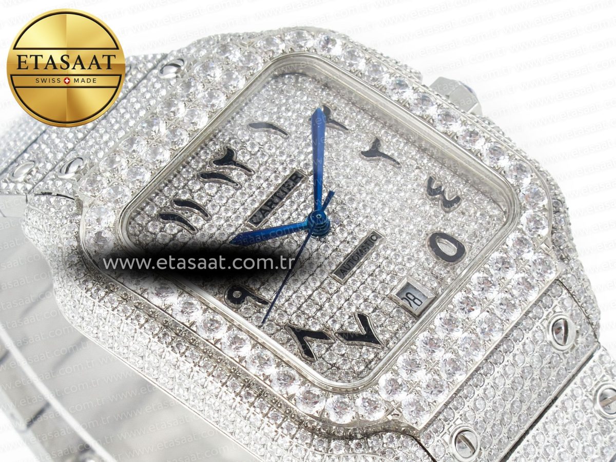 Cartier Santos De 40mm TWF 1:1 Best Edition Black Diamond Dial SS/SS A2824 - Görsel 7