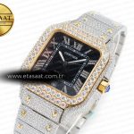 Cartier Santos De 40mm TWF 1:1 Best Edition Black Diamond Dial SS/YG Dia/Rmn A2824