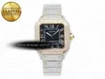Cartier Santos De 40mm TWF 1:1 Best Edition Black Diamond Dial SS/YG Dia/Rmn A2824 - Görsel 3