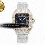 Cartier Santos De 40mm Twf Siyah Pırlantalı Kadran A2824 11 Eta Saat - Görsel 3 - 1:1 Süper Klon Saat