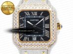 Cartier Santos De 40mm TWF 1:1 Best Edition Black Diamond Dial SS/YG Dia/Rmn A2824 - Görsel 4