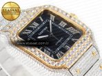Cartier Santos De 40mm TWF 1:1 Best Edition Black Diamond Dial SS/YG Dia/Rmn A2824 - Görsel 7