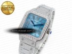 Cartier Santos De 40mm TWF 1:1 Best Edition Blue Dial SS/SS Dia/Rmn A2824