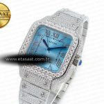 Cartier Santos De 40mm TWF 1:1 Best Edition Blue Dial SS/SS Dia/Rmn A2824