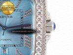 Cartier Santos De 40mm TWF 1:1 Best Edition Blue Dial SS/SS Dia/Rmn A2824 - Görsel 11