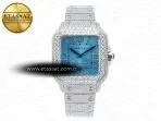 Cartier Santos De 40mm TWF 1:1 Best Edition Blue Dial SS/SS Dia/Rmn A2824 - Görsel 3