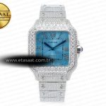 Cartier Santos De 40mm Twf Mavi Ss/Ss Pırlantalı/Rmn A2824 Eta Saat - Görsel 3 - 1:1 Süper Klon Saat