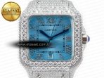 Cartier Santos De 40mm TWF 1:1 Best Edition Blue Dial SS/SS Dia/Rmn A2824 - Görsel 4