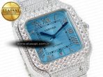 Cartier Santos De 40mm TWF 1:1 Best Edition Blue Dial SS/SS Dia/Rmn A2824 - Görsel 5
