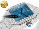 Cartier Santos De 40mm TWF 1:1 Best Edition Blue Dial SS/SS Dia/Rmn A2824 - Görsel 6