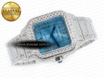 Cartier Santos De 40mm TWF 1:1 Best Edition Blue Dial SS/SS Dia/Rmn A2824 - Görsel 8