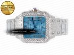 Cartier Santos De 40mm TWF 1:1 Best Edition Blue Dial SS/SS Dia/Rmn A2824 - Görsel 9