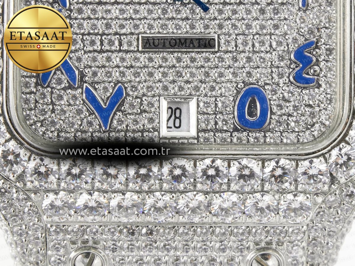 Cartier Santos De 40mm TWF 1:1 Best Edition Blue Diamond Dial SS/SS A2824 - Görsel 12