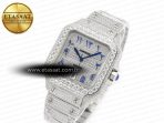 Cartier Santos De 40mm TWF 1:1 Best Edition Blue Diamond Dial SS/SS A2824 - Görsel 2