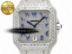 Cartier Santos De 40mm TWF 1:1 Best Edition Blue Diamond Dial SS/SS A2824 - Görsel 4